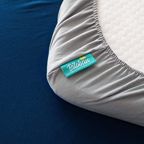 Bassinet Sheets Fit For Besrey And Amke 3 In 1 Baby Bassinet(35"X21"),100% Cotton, 2 Pack, Ultra Soft Bassinet Sheet, Gray And Navy Blue #TOP1
