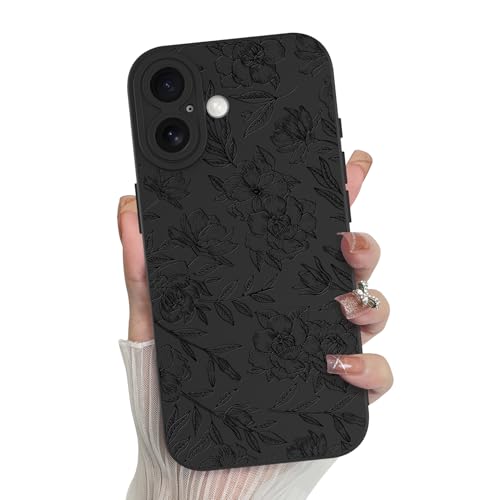 MZELQ for iPhone 17 Case 2025 Flower Pattern Rose -Black