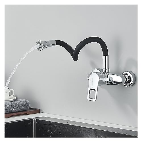Grifo de cocina de pared negro mate con manguera flexible de acero inoxidable SUS304 7