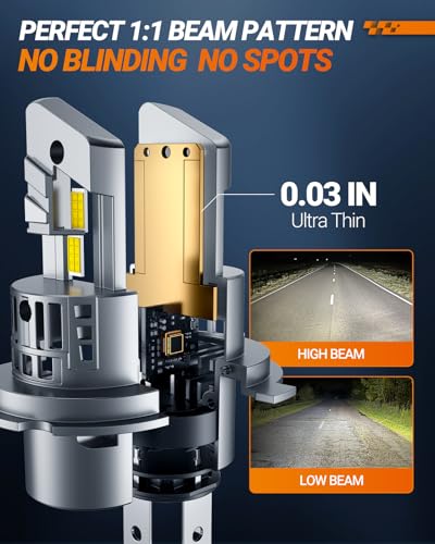 Image of SEALIGHT S1-Pro H4 LED Bulbs, 40000LM Ultra Bright, 6500K Cool White Fog Lights with Cooling Fan, Over 60000 Hours Lifespan, Quick Plug-N-Play Installation, 2-Pack