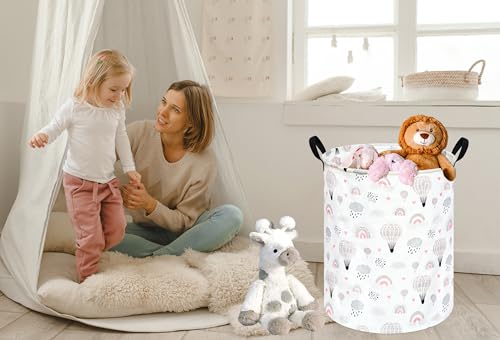 Image of Large Laundry Basket Canvas Storage Bins Baby Nursery Hamper for Boys and Girls Toy Box Gift Baskets for Home,Office,Home Decor