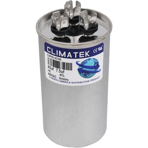ClimaTek Round Capacitor - fits Nordyne # 621153 | 45/7.5 uf MFD 370/440 Volt VAC
