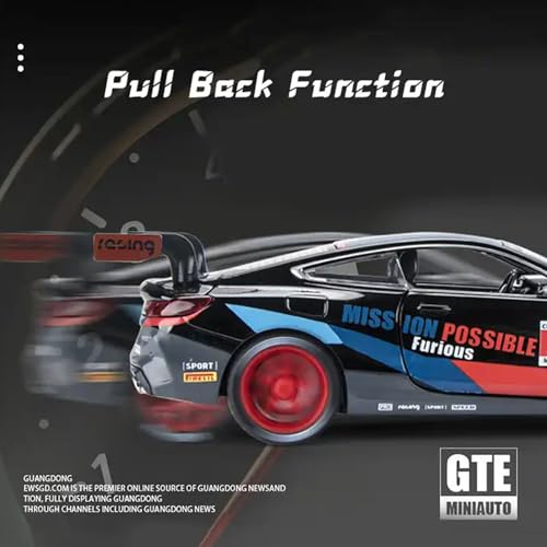 Image of Metal Pull Back Diecast Car 1:32 M8 Thunder GTE Pull Back Car Model with Sound Light Boys Gifts Toys for Kids【Pack of 1】,multicolor
