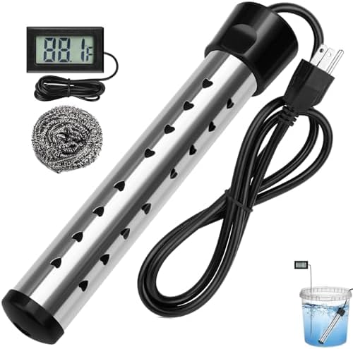 Water Heater for Pool: 5 Surprising Picks You Didn't Expect 4 2000W Immersion Water Heater Electric, Fast Heating Portable Water Heater with 304 Stainless Steel, Bucket Heater with Digital LCD Thermometer for Home Camping Bath Pool Outdoor Use 