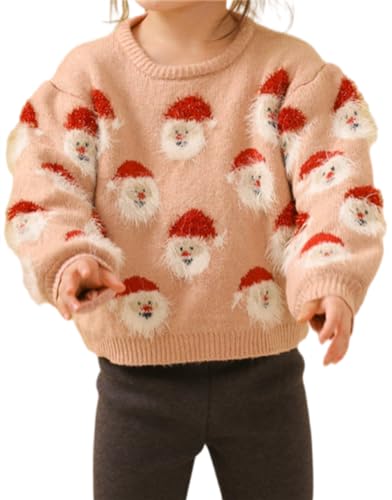 Girls Christmas Sweater Funny Winter Sweater Girls Long Sleeve Cute Santa Claus Sweater Knit Sweater Tops