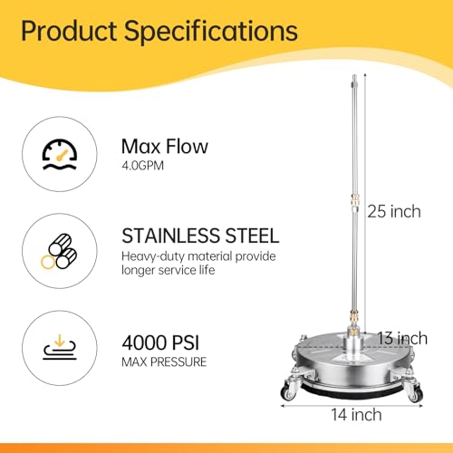 Realyou 14 Inch Pressure Washer Surface Cleaner With 4 Wheels thumb #5