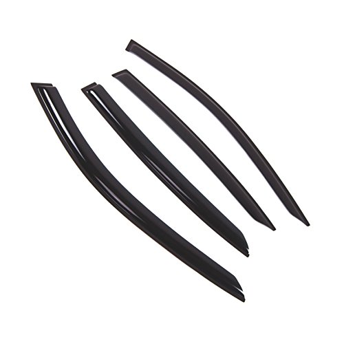 Tuningpros WD2-808B Outside Mount Window Visor Deflector Rain Guard Dark Smoke, 4 Pcs Set Compatible With 2017-2018 Infiniti Q50