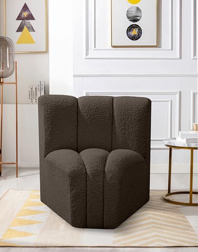 Sillón Curvo Marrón Tela Bouclé miniatura 2