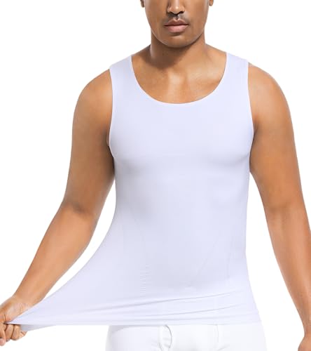 EUYZOU Men's Compression Shirts Sleeveless Slimming Undershirts Gynecomastia Body Shaper Shapewear Tank Tops