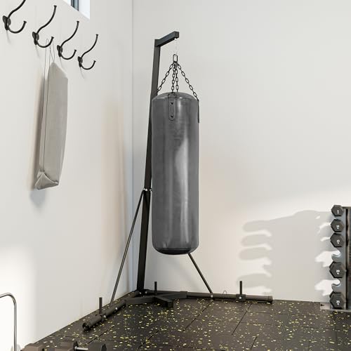 SPORTNOW Soporte de Saco de Boxeo Plegable Soporte para Bolsas de Boxeo de Pie con Altura Ajustable en 10 Niveles para Entrenamiento en Gimnasio Hogar 170x90x182-225 cm Negro - imagen 8