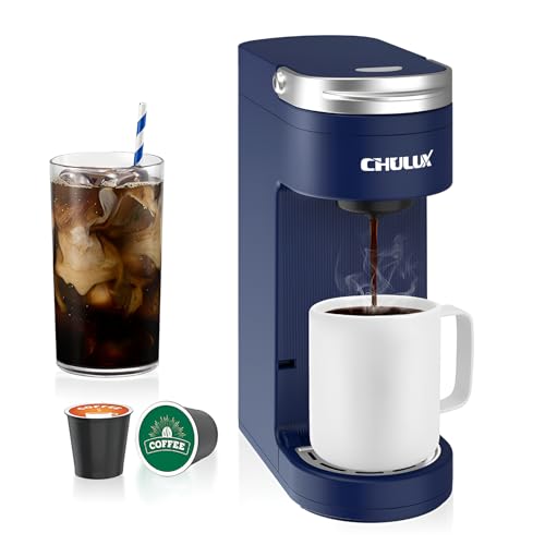CHULUX Slim Single Serve Coffee Maker for K Pods, One Cup Coffee Maker Fits 7.3