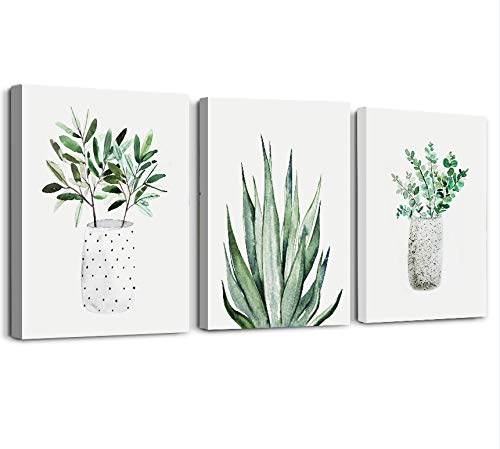 farmhouse Wall Art painting for dining room bathroom Abstract Canvas art family Wall decor for Bedroom kitchen Wall Decoration Living Room decor art Green Leaf pictures Artwork for home walls 3 piece