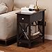 ChooChoo End Table, MDF Material Flip Top Narrow End Table with Drawer, Accent Small Side Table Nightstand for Living Room, Bedroom, and Small Spaces - Espresso