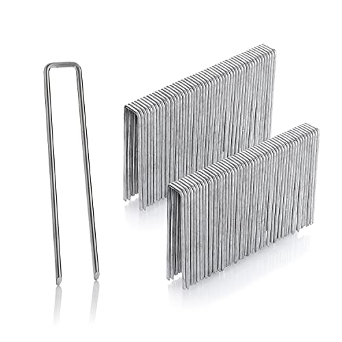 GardenMate 100 Grapas de sujeción galvanizadas de Alambre de Acero | Longitud 100 mm, Ancho 13 mm, Ø 2,9 mm