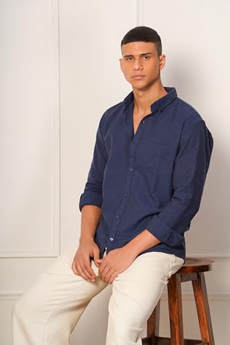 Image of Aatman Men's Eco-Friendly Cotton Shirt | Casual | Plain | Full Sleeve | Summer Regular Fit