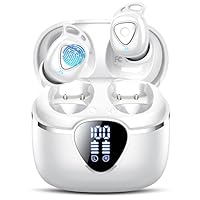 Wireless Earbuds, 2026 Bluetooth 5.4 In Ear Earphones with 4 ENC Noise Cancelling, 40H Mic Clear Calls Bluetooth Headphones Deep Bass, IP7 Waterproof Mini Bluetooth Ear Buds, LED Display USB-C White