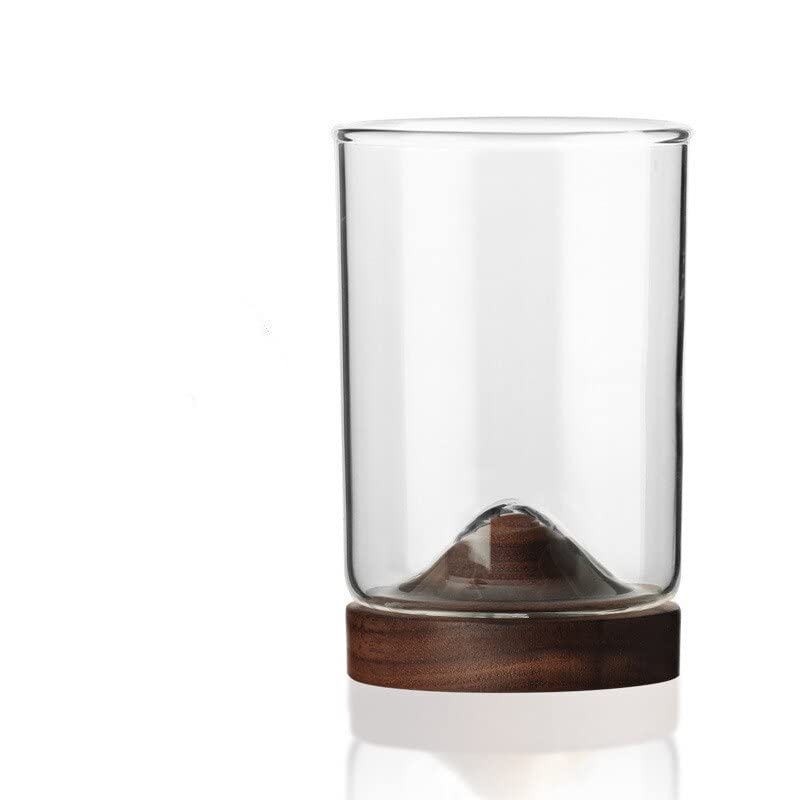 Taza de Cafe Copa de Cristal de la Taza de montaña Transparente de la Nieve Copa de Desayuno Creativo Bebida de Leche Té de Cerveza Fruta de Fruta Taza (Color : Black Walnut High)