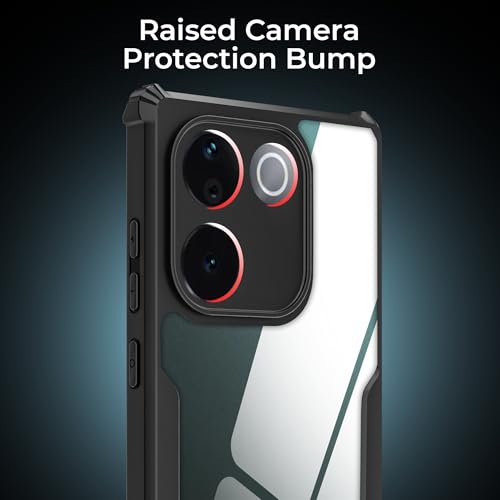 Image of A rtistque Clear Hard Transparent Acrylic Armor Anti-Drop Shockproof TPU Edge Back Cover Case for Vivo T3 Pro - Black