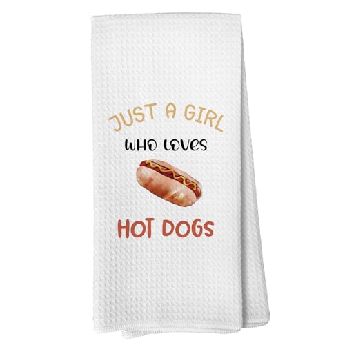 Liosei Funny Kitchen Towels, Hot Dog Kitchen Towels for Hot Dog Lovers, Funny Hot Dogs Decorative Hand Towels for Kitchen, Food Lover Gifts, Funny Dish Towels Tea Towels, 16x24 Inches