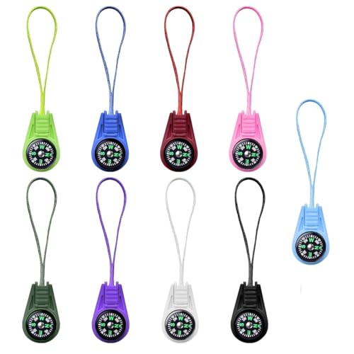 SIRLOMU 9 Mini Brújulas, Brújula de Supervivencia, Brújula para Niños, Exterior, Regalos, Deportes al Aire Libre, Camping, Senderismo (Multicolor)