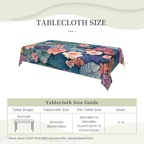 Nappe rectangulaire imperméable 140x89 motif écailles fleurs