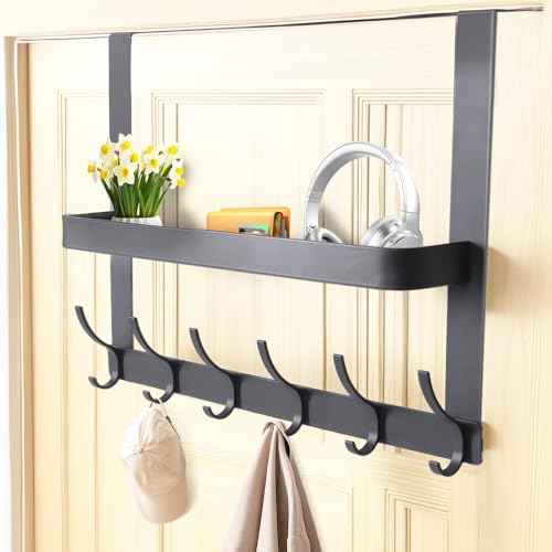 hongking Over Door Hooks, Over Door Hanger, Double Layered Door Hook for Coats, Hats, Bags, Clothes (Grey)