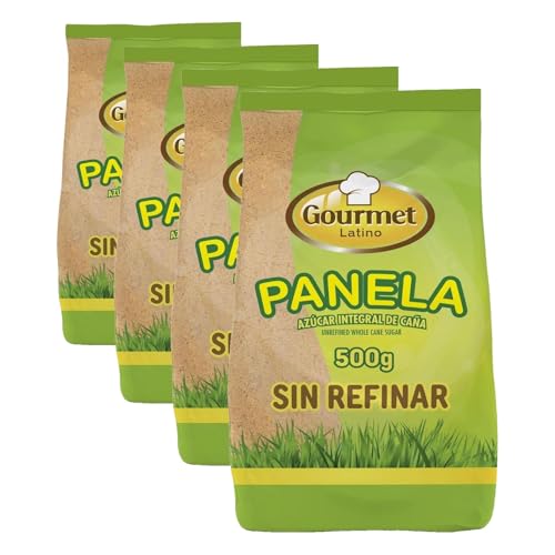 Panela Pulverizada - 500 g - Rica en Vitaminas y Minerales - Azúcar Integral de Caña Sin Refinar - Ayuda a Mejorar tu Rendimiento Físico - Cultivo Sostenible - Gourmet Latino (Paquete de 4)