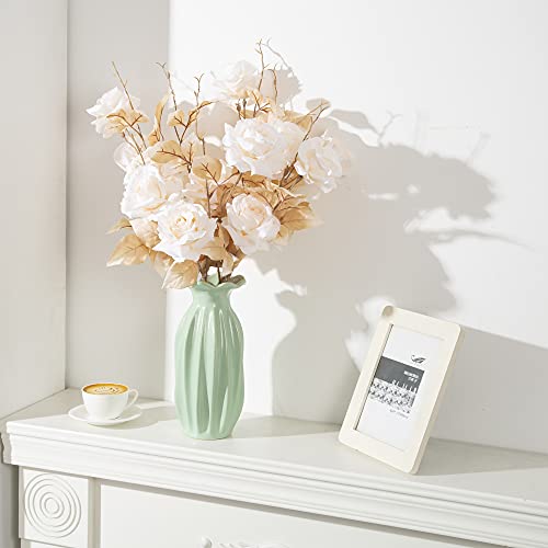 Diancom Artificial Flowers Roses Fake Flowers Silk Flowers Real Looking With Stems For Diy Wedding Bouquets Centerpieces Arrangements Party Home Decorations And Outdoors (4Pcs White)… #TOP3