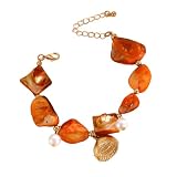 FANTIKAXW Joyería de boda de moda, pulsera de cadena de hojas de concha azul para mujer, elegante colgante blanco de perlas imitadas