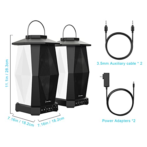 Onforu Outdoor Bluetooth Speakers, 2 Pack 50W Wireless Speakers, Pairing Multiple Speakers, Ipx5 Waterproof Patio Speakers With Rgb Led Mood Lights, Lantern Speaker For Party Yard Garden Camping #TOP7