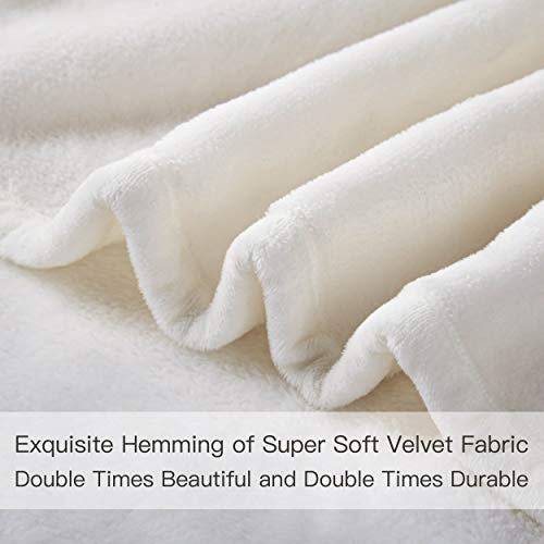 Surii Home Luxury Microfiber Flannel Blanket, Super Soft, Warm, Cozy, Fluffy, And Breathable, Perfect Throws For Bed, Couch, Sofa, For All Season Use. 350Gsm Travel Size 50X60 Inches(Cream White) #TOP2