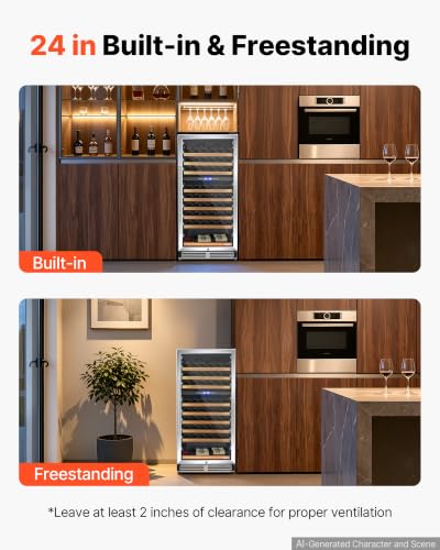 Image of VEVOR 24 inch Wine Fridge 90-Bottle Wine Cooler Refrigerator for Home Bar