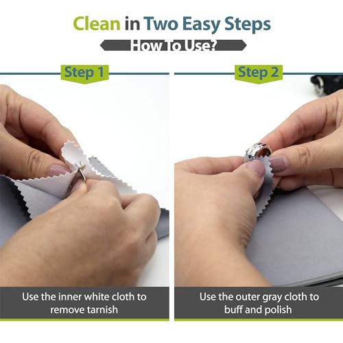 GreatShield Double-Sided Professional Jewelry Cleaning Cloth (2-Pack), 4-Ply Multi-Layer Polishing Cloth 20x28cm, Eco Friendly Pure Cotton for Sterling Silver, Gold, Platinum - Thumbnail 5
