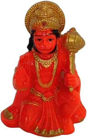 Hanuman Ji Ki Murti en la postura de bendición con Gada sentado Señor Balaji Bajrangbali Sankat Mochan Bhagwan ídolo para el templo del coche,