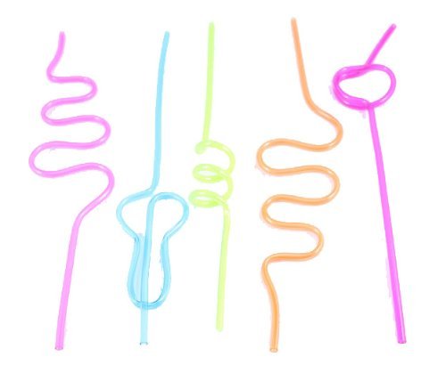 5 PACK CURLY BENDY 260mm EXTRA LONG DRINKING STRAWS