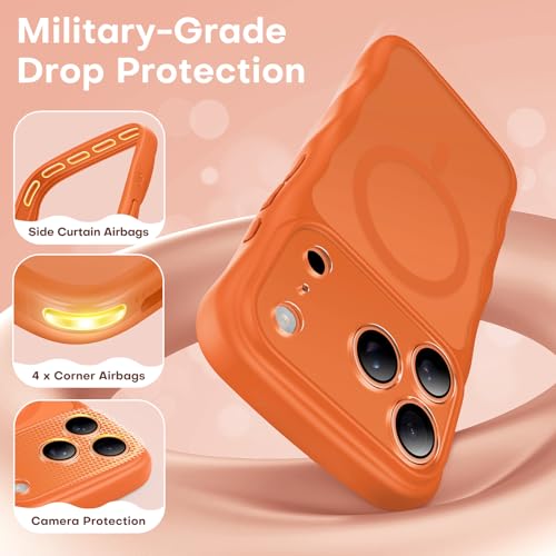 TAURI for iPhone 17 Pro Case for Women Girl,with Camera Control, [Compatible with Masafe], Wave Phone Case for iPhone 17 ProMax 6.9", Orange by TAURI - Used condition - Image 5