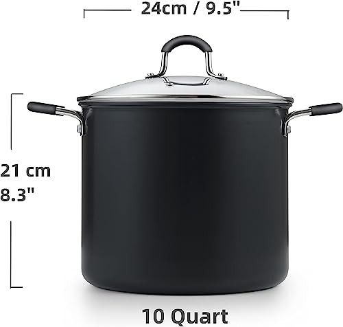 Cook N Home Nonstick Stockpot Soup Pot With Lid Professional Hard Anodized 10 Quart, Oven Safe - Stay Cool Handles, Black #TOP1