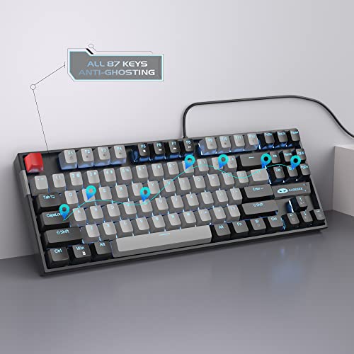 Magegee 75% Mechanical Gaming Keyboard With Blue Switch, Led Blue Backlit Keyboard, 87 Keys Compact Tkl Wired Computer Keyboard For Windows Laptop Pc Gamer - Grey/Black #TOP2