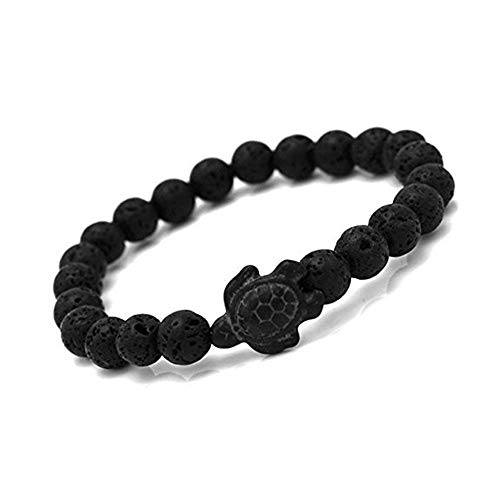 Mainbead Black Agate Bracelet Energy Bracelets Gemstone with Turtle Beads Bracelet (Black) - Image 3