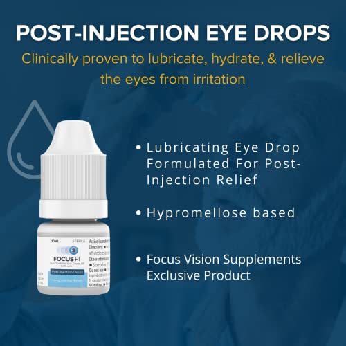 Focus Vision Supplements - Focus Pi Post-Injection Eye Drops (10Ml Bottle) – Support Macular Health, Lubricating Eye Drops, Long Lasting Hydration #TOP3