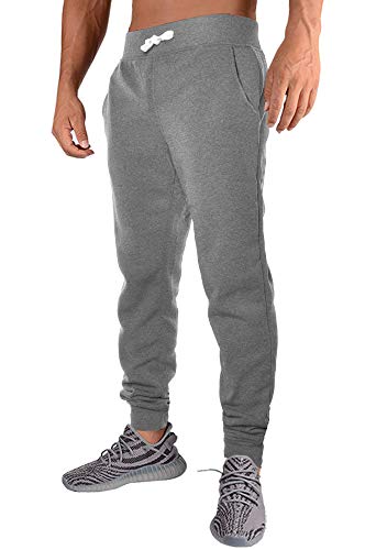 PEGENO Men's Closed Bottom Light Weight Jersey Sweatpant (Dark Gray S)