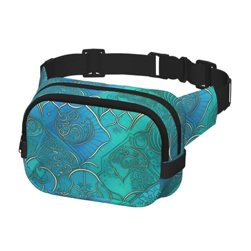 Sac banane motif turquoise avec sangles réglables noires