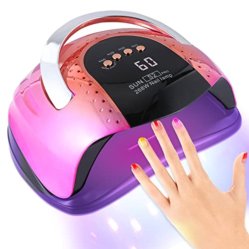 Gel UV LED Nail Lamp, 268W High Power Nail Gel Light, 4 Timer Settings and Professional Manicure Nail Lamp with Automatic Sensor
