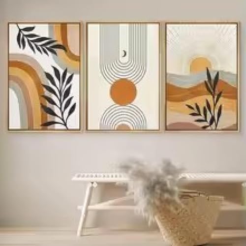 Affiche plantes en ligne et tableau soleil abstrait déco murale 40x60