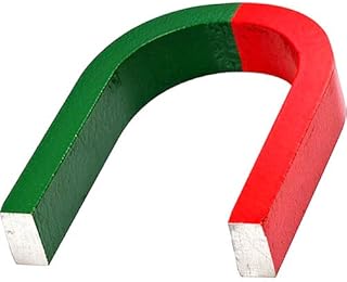 AlNiCo Horseshoe Magnet red/green coated 80 mm x 60 mm x 15 mm holds 3,2 kg - Power AlNiCo Magnets for Experiments, Science & Education