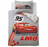 Parure de lit Disney Cars McQueen pour Enfant | Housse de Couette 140x200 cm & taie d’Oreiller 50x70 cm | 100% Coton, Douce et Respirante | Design Officiel Cars « Vintage »