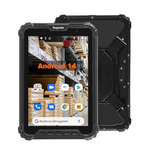 Vanquisher [2025 Launched] Ultra Rugged 8-inch Enterprise Tablet PC, Android 14 Warehouse Tablet with 2D Barcode Scanner | 8GB+128GB Large Memory | 10000mAh High Capacity Battery | IP67 Waterproof