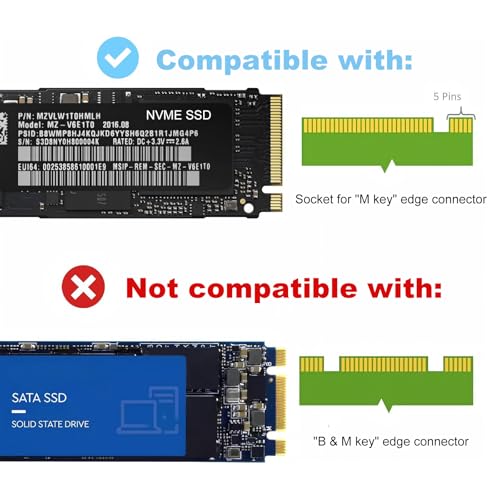 Image of NVME M.2 SSD M Key to PCI-e 3.0 x1 Host Controller Expansion Card,Supports M2 NGFF PCI-e 3.0, 2.0 or 1.0, NVME or AHCI, M-Key, 2280, 2260, 2242, 2230 Solid State Drives with Low Profile Bracket