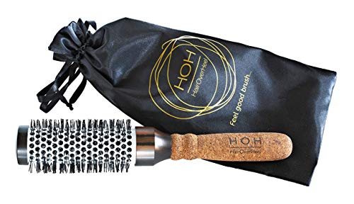 Keramik Rundbürste, Haarbürste, Pony Föhn-brürste mit Korkgriff, Sissi No 9 HOH HairOverHeel Ultraleicht size: S-M Made in Spain