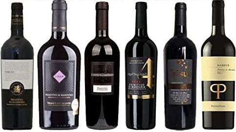 6er Probierpaket Primitivo di Manduria | 6 x 0,75 L. | Rotwein aus Apulien | trocken